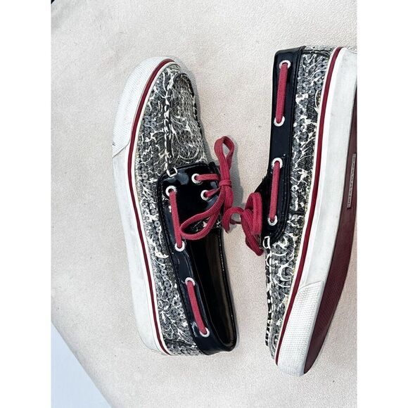 Sperry Boat Shoes Pink Sequence Zebra Pattern - Picture 3 of 11